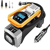 Ulikit Portable 12V DC Air Compressor Pump,Auto OFF 120W Tire Inflator W Emergency Led Light and 9 FT Cable for Car,Bicycle,Motorcycle,Basketball