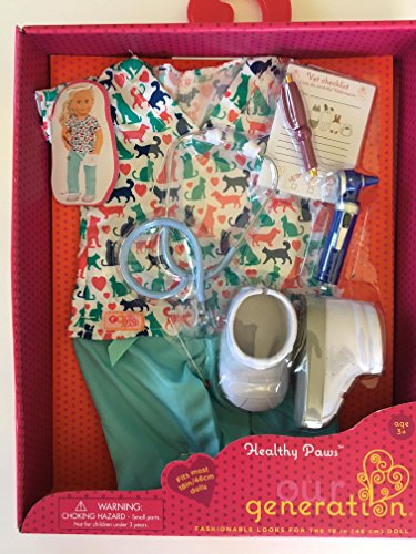 Our Generation - Healthy Paws - Vet Uniform Outfit - Hospital Accessories - 18-Inch Doll Clothes - Pretend Play - Toy for Kids 3 Years +