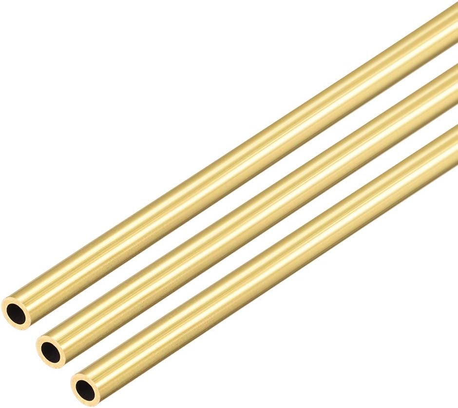 sourcing map Brass Round Tube, 300mm Length 3mm OD 0.5mm Wall Thickness, Seamless Straight Pipe Tubing 3 Pcs