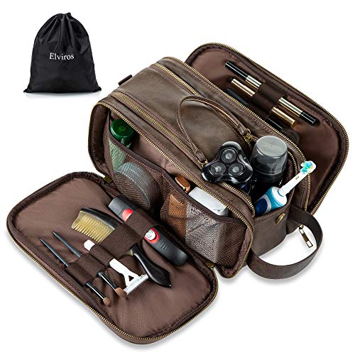 Elviros Toiletry Bag For Men, Large Travel Shaving Dopp Kit Water