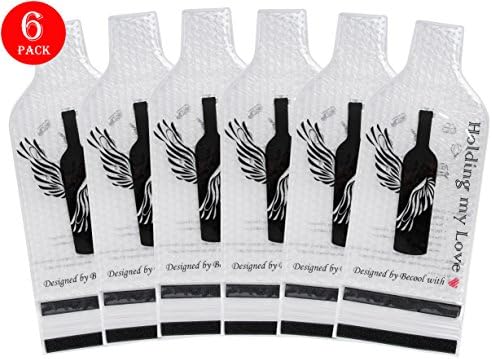 6 Pack Reusable Wine Bottle Protector Travel Bag~With Inner Skin and Leak Proof Exterior~Safe for Transportation &amp; Gift Giving