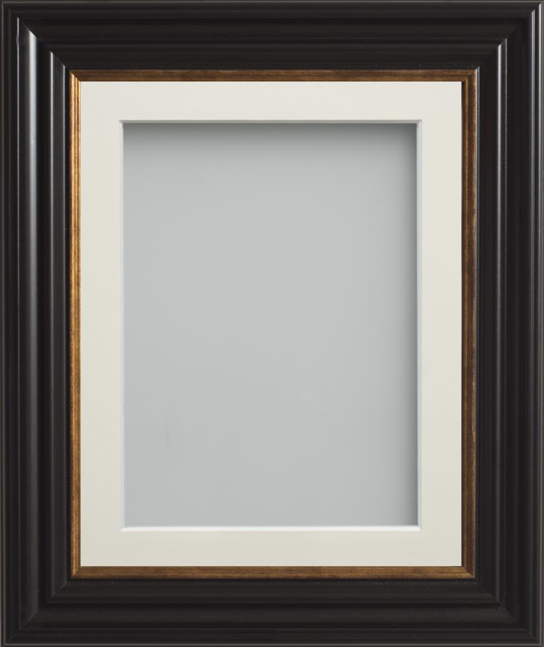 Frame Company Emson Black Picture Photo Frame with ivory Mount - 12x10 for pic size 8x6 *Choice of Sizes* Fitted with Real Glass — image 1