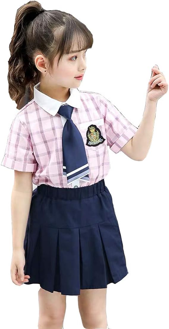 Amazon ファションヤ キッズ 女の子 子供服 プリーツスカート フォーマル 上下セット 半袖 チェック柄 小学生制服 普段着 通学 発表会 入学式 入園式 卒園式 卒業式 フォーマル 通販