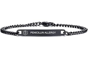 VNOX Medical Alert ID Bracelet - Mens Womens Stainless Steel ID Tag Medical Alert Emergency Bracelet,7.2/8/8.4 Inches