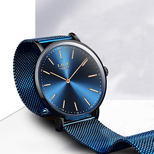 LIGE Hombre Reloj Impermeable Acero Inoxidable Cuarzo Analógico Relojes Moda Casual Deportivos Automático Calendario Reloj para Hombre - Imagen 4