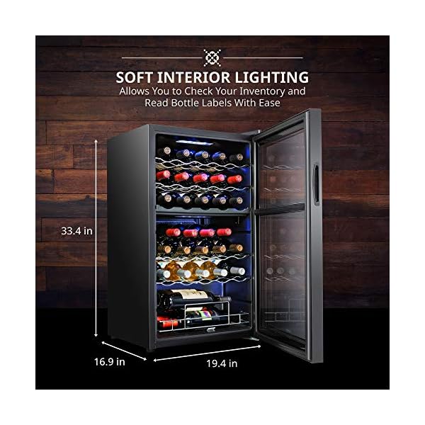 Ivation-33-Bottle-Dual-Zone-Wine-Cooler-Refrigerator-wLock-Large-Freestanding-Wine-Cellar-For-Red-White-Champagne-Sparkling-Wine-41f-64f-Digital-Temperature-Control-Fridge-Glass-Door-Black