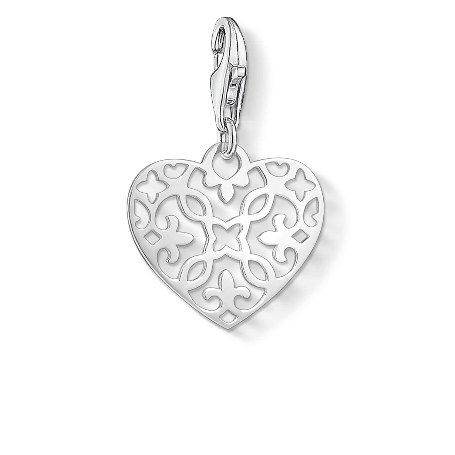 Thomas Sabo Women Charm Pendant Heart Ornament Charm Club 925 Sterling Silver 1497-001-12
