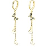 SLUYNZ 925 Sterling Silver Butterfly Dangle Earrings Tassel for Women CZ Butterfly Hoop Earrings Chain