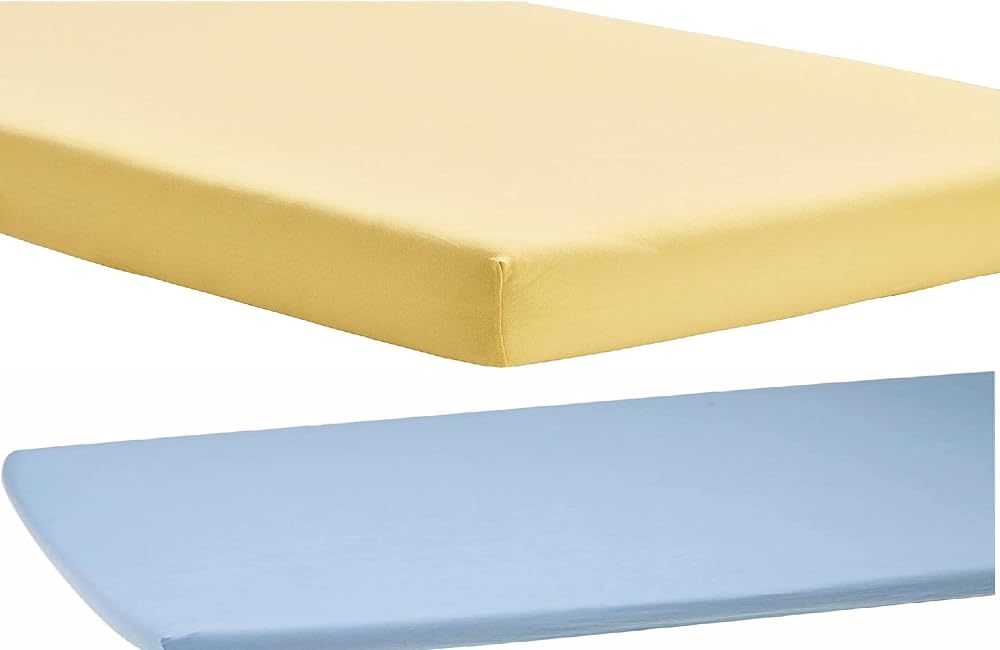 Dudu N Girlie 100% Cotton Jersey Mini Cot Fitted Sheets Pack 2 Blue Yellow