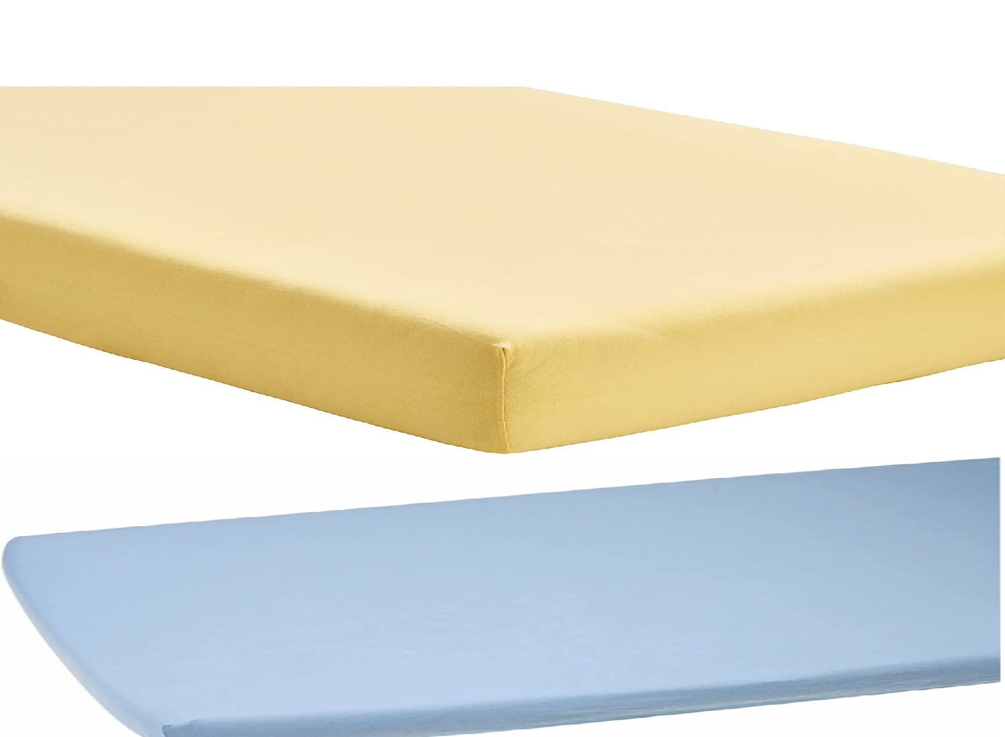Dudu N Girlie Jersey Cotton Travel Cot Fitted Sheets, 65 cm x 95 cm, 2-Piece, Blue/Yellow