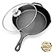 Cast Iron Skillet with Lid,IEOKE Pre-Seasoned Pan 12.5 Inch Stovetop Oven Heats & Bakes Evenly Indoor and Outdoor Use