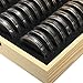 Decdeal Coins Holder, Wooden Coins Storage Box for Collectible Commemorative Coin with 100pcs Capsules Accommodate