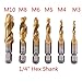 6Pcs Combination Drill and Tap Set, Metric Thread M3-M10 Screw Tapping Tool 1/4