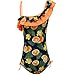 KALAWALK Girls Lemon Double Ruffle One Shoulder Adjustable Swimwear Fashionable One Piece Bathing Suit(5y-16y)