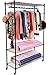 Homdox 3-Tiers Big Size Heavy Duty Wire Shelving Unit Garment Rack with Hanger Bar Wheels+2 Pair Side Hooks,Black