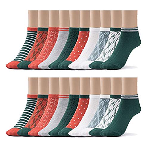 20 Pairs Womens Low Cut No Show Ankle Socks, Fun Novelty Colors Thin Multi Value Bulk Pack