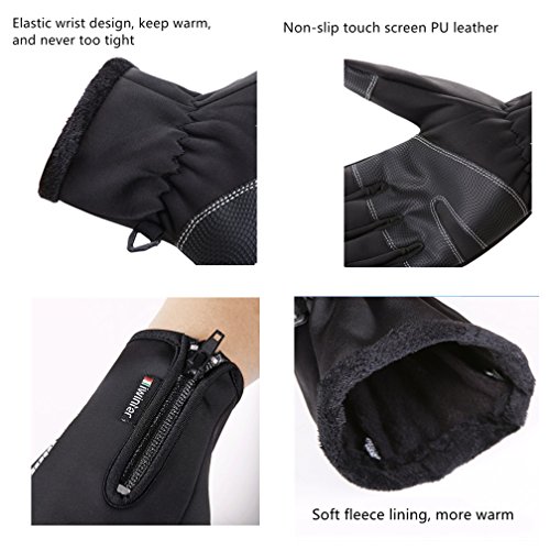 Hellofuture Touch Screen Winter Gloves Outdoor Cycling Gloves for Men and Women Ski Snowboard Bike Running Motorbike (Black 3, L)