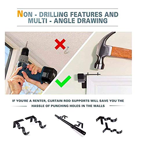 Lpl Curtain Rod Brackets Curtain Rod Wall Bracket Curtain Holders Tap Right Into Window Frame (Black)