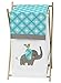 Sweet Jojo Designs Baby/Kids Clothes Laundry Hamper for Turquoise White and Gray Mod Elephant Girl/Boy Bedding