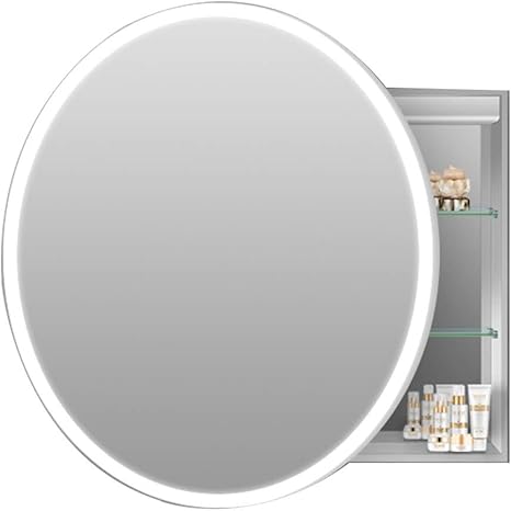 qazxsw Spiegelschränke Smart Badezimmer runder Spiegel mit LED-Licht