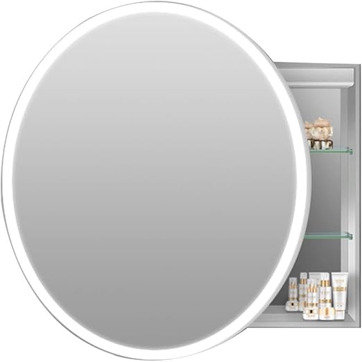 qazxsw Spiegelschränke Smart Badezimmer runder Spiegel mit LED-Licht