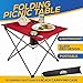 Outrav Portable Picnic and Camping Table – Collapsible Accordion Aluminum Frame, Washable Cloth Table Top with Two Cup Holders - Drawstring Carrying Case – Ultra Lightweight