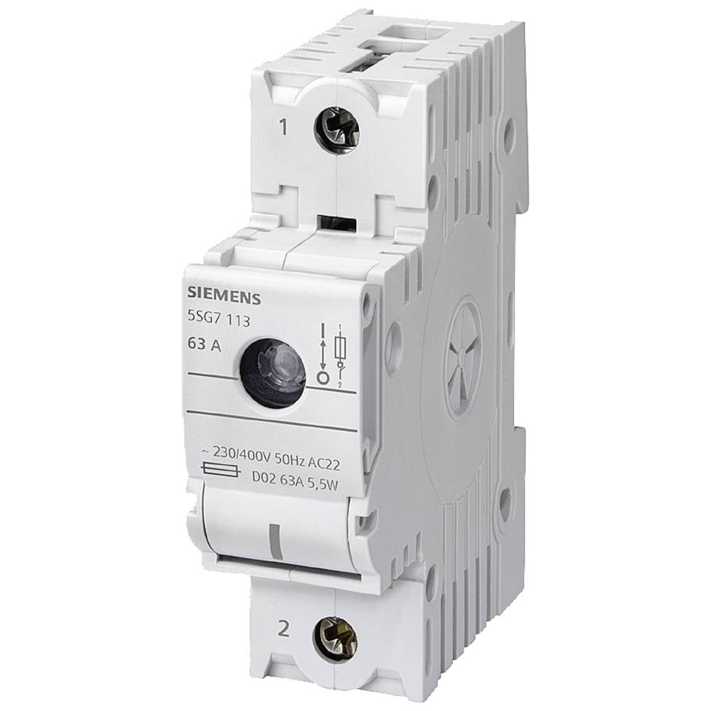 Siemens 5SG7113 MINIZED, switch disconnector with fuse, D02, 1-pole, In: 63 A, Un AC: 230 V, White