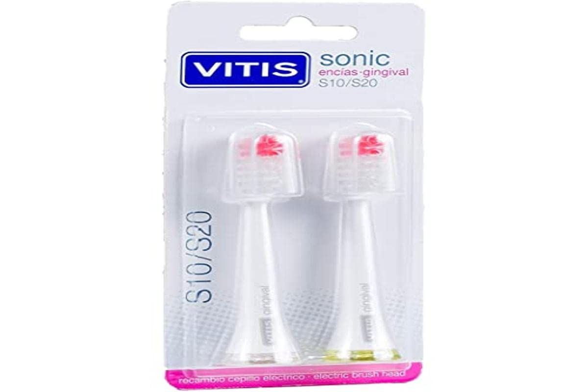 Vitis, Replacement Electric Brush Sonic S10/S20 Gingival Vitis, Standard, Black, 2 Unit, 1