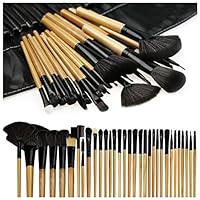 Makeup Brushes, Makeup Brush Set, 32 PCS Profesional Wooden Handle Synthetic Cosmetics Makeup Brush Kit with Leather Case, Foundation Eyeliner Blending Concealer Mascara Eyeshadow Face Powder (Wooden)