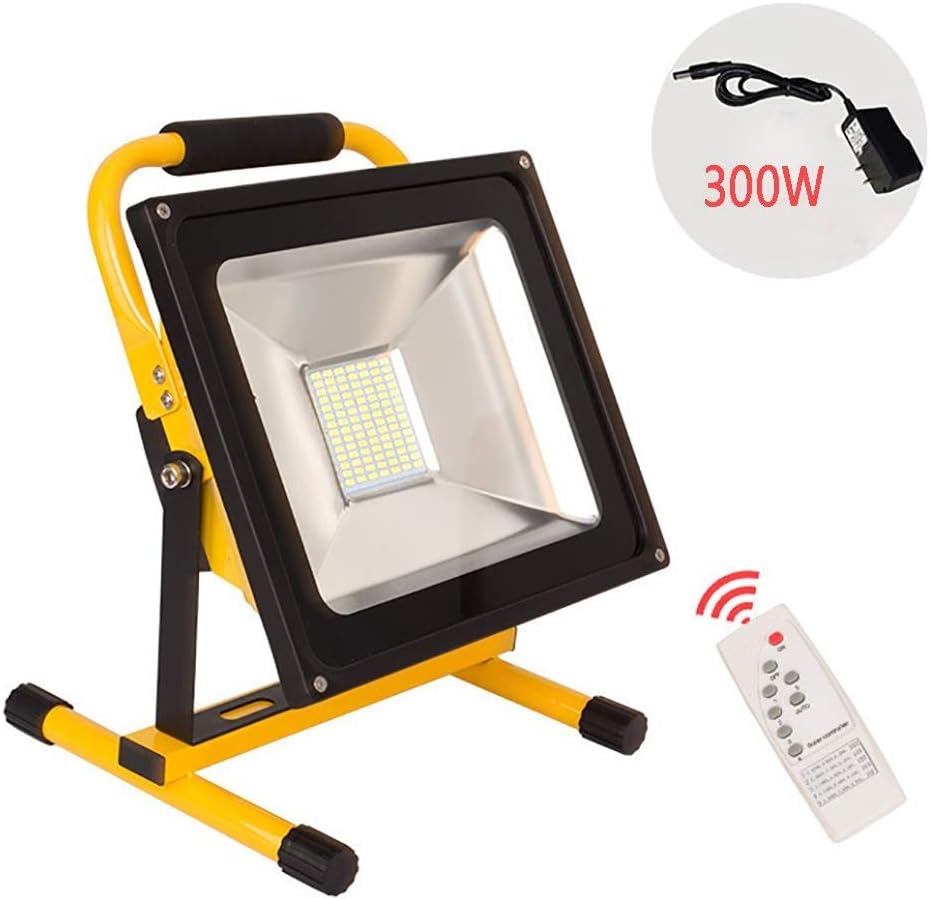 Wapipey 300W Rechargeable LED Floodlight Wireless Portable Safety Lamp Detachable Stand Aluminum Fluorescent Lamp Remote Control Hand Work Lamp IP65 Waterproof Emergency Rescue Lamp