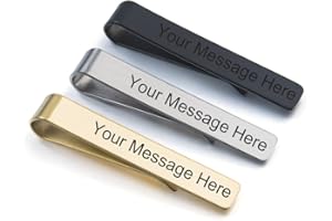 Personalized Men's Tie Clip, Classic Neck Tie Bar Pinch Engraved Necktie Wedding Business Tie Pin Clip, Gift for Dad Friends 