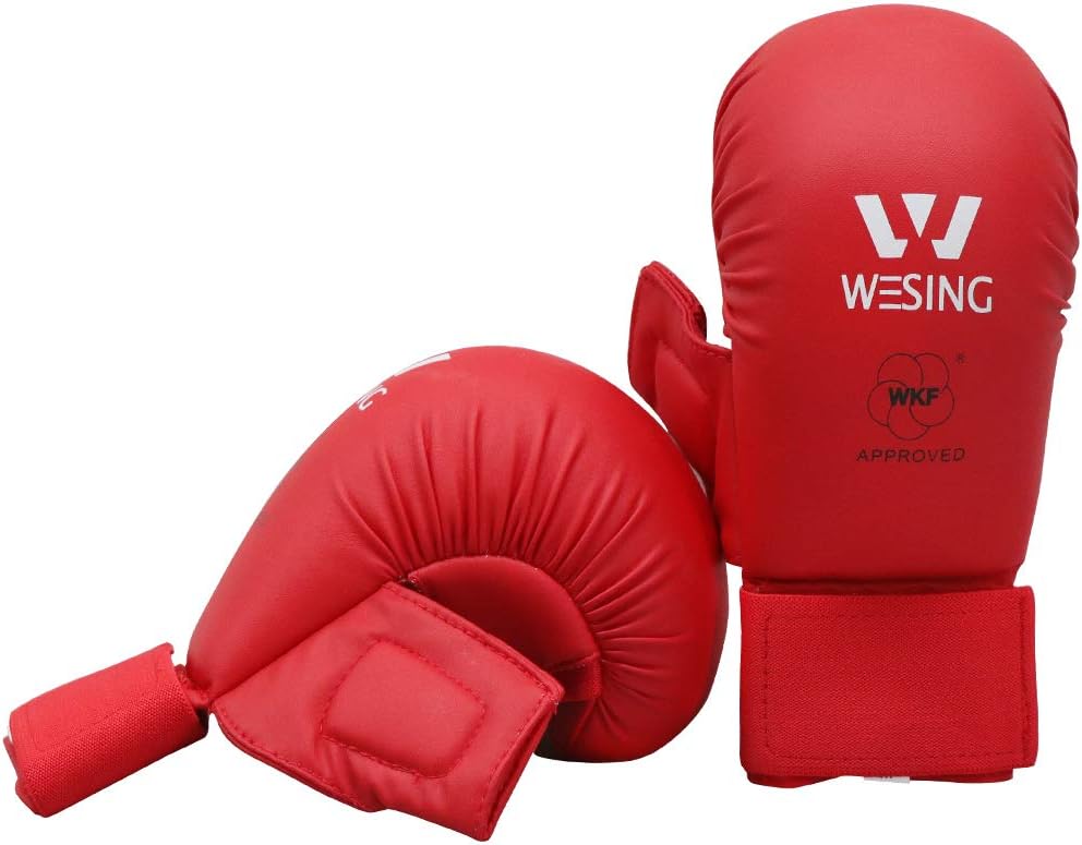 Wesing WKF Sparring Karate Gloves with Thumb Protection Blue Red