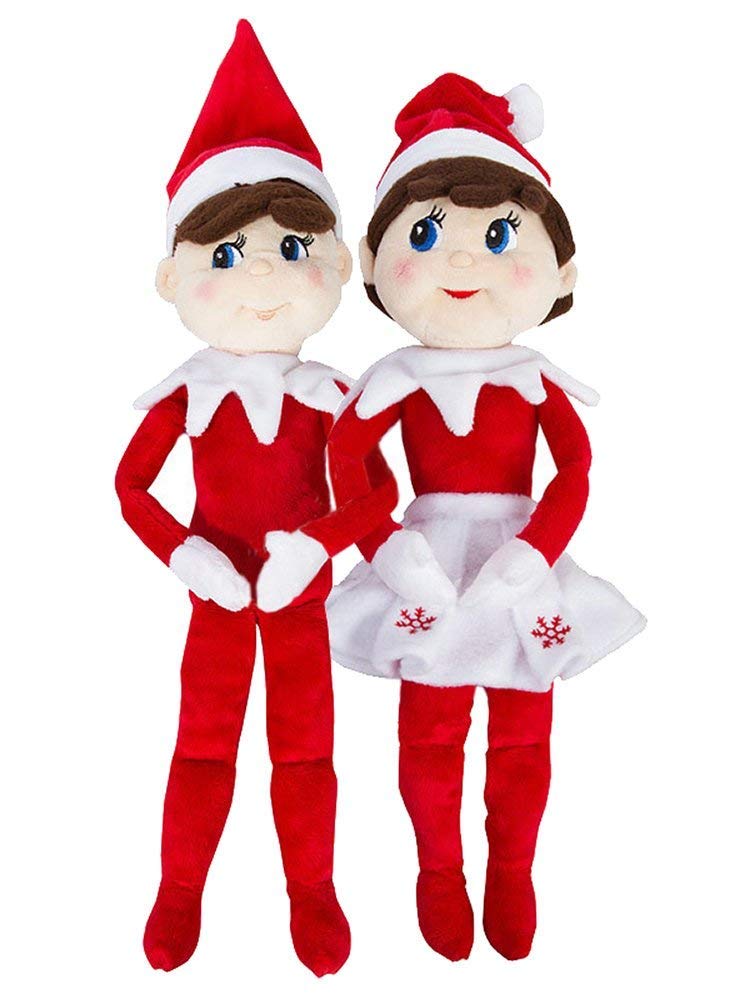 The Elf on the Shelf Plushee Pal Boy and Girl Bundle | Elf on a Shelf Christmas Accessories, Ideas and Props for Kids and Adults | Soft Figure Girls Boys Toy Doll