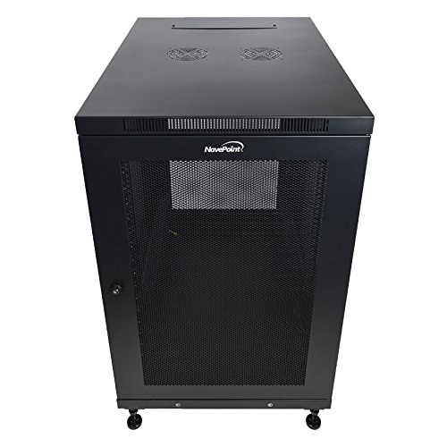 NavePoint 18U Rack Enclosure Server Cabinet, Mid Depth 33 Inch Deep, Perforated Door Lock and Caster