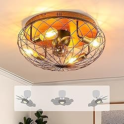 REDSTAR Modern Low Profile Cage Ceiling Fan with