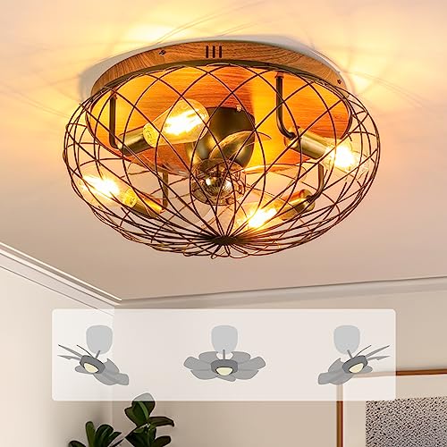 REDSTAR Modern Low Profile Cage Ceiling Fan with