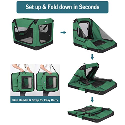 Veehoo Folding Soft Dog Crate, 3Door Pet Kennel for CrateTraining