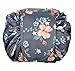 Casual Waterproof Women Toiletry Bags Folding Large Capacity Lazy Cosmetic Bags (Dark gray flowers)