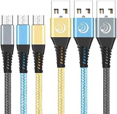 Micro USB Cable Android, Yosou Fast Charger Cable 6FT 3Pack Charging Cable Nylon Braided Charging Charger Cord Compatible with Samsung S7 S6 J7 J3, LG, Motorola, Nokia, HTC, PS4, Android Tablets