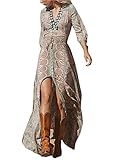 100 x Vintage Boho Women Floral Print Split Long Dress.