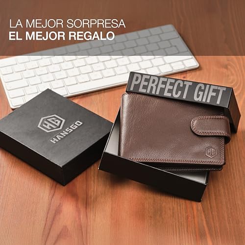 HansGo Wallets for Men Leather - Wallet with Style - Men's Wallet Handmade Genuine Leather - Wallets with RFID - The Comfortable Wallet - Wallets for Men - Original Gifts.