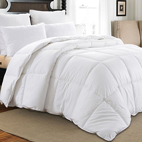 downluxe All Seasons White Down Comforter Twin Size Down Duvet Inserts, 350TC 600 Fill Power 100% Cotton Shell Down Proof With Tabs,Down Duvet Inserts or Stand-Alone Down Comforter