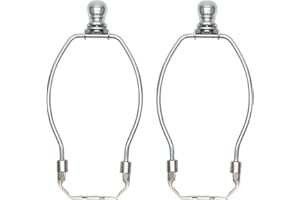 KUMGROT 2pcs Lamp Shade Harp Kit Lamp Harp and Finial Harp Holder with Finial and Saddle Base for Table and Floor Lamps Chrome Lampshade Bracket 6 Inches