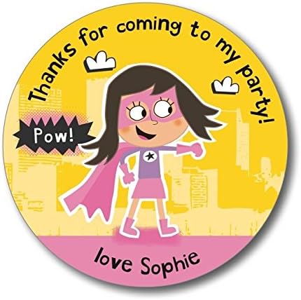 15 Personalised Party Thank You Stickers/Party Seals. Add your own name! Super Girl