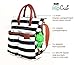 Hip Cub Diaper Bag Baby Changing Pad - Black/White Stripe W/Cute Tan Trim