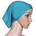 Ksweet 4pcs Lightweight Hijab Cap Under Scarf Women Tube Bonnet Cap Elastic Underscarves Inner Hijab Caps (Blue+Wine red-Green-Light blue)