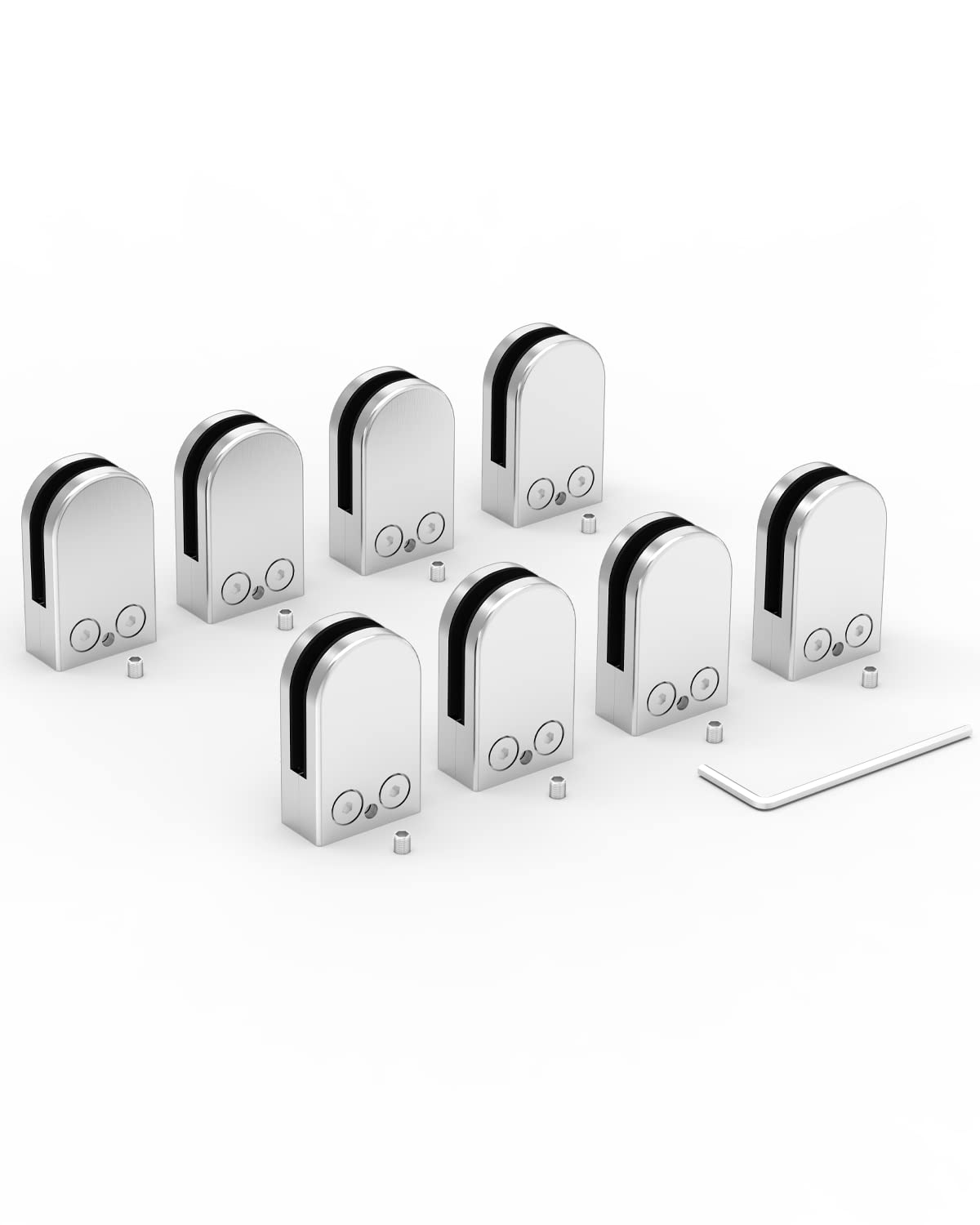 Glass Clamps, ROFMAPLE 8 PCS Stainless Steel 304 Glass Clamps Adjustable 6-8mm (15/64-5/16 Inch) Glass Bracket Flat Back for Balustrade Staircase Handrail