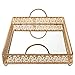 Giovanni Gold Mirror Top Serving Tray, Rectangular Metal Ornate Antique Accent Vanity Food Decorative Display Platter Dessert Cupcake Holder Food Snacks Wine Butler