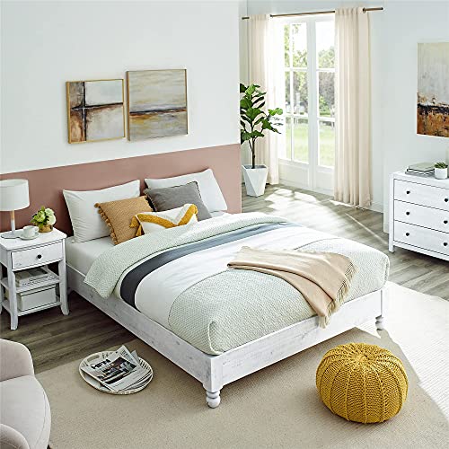 MUSEHOMEINC Rustic Wood 3Tier Nightstand with Storage Shelf and Drawer