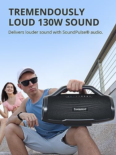 Tronsmart Bang MAX Bocina Bluetooth de 130W, IPX6 Resistente al Agua, Altavoz Luces RGB, 24 hrs de reproducción, App, EQ Karaoke TuneConn